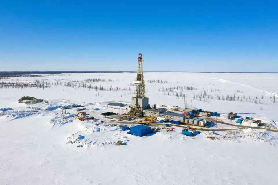 Drilling rig at a gas field in the North of Western Siberia